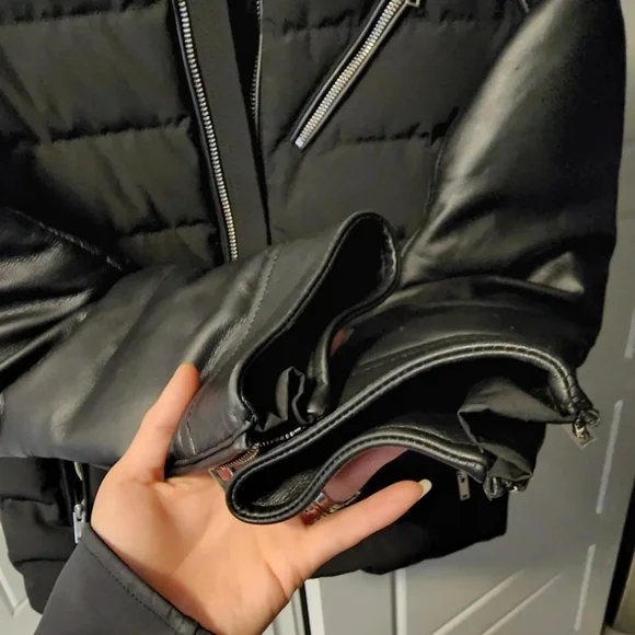 Mens Mens MOOSE KNUCKLE leather down Motorcyle Jacket - Picture 7 of 9